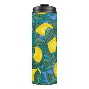 Bouteilles Isothermes Citrons, feuille : motif tropical d'agrumes.