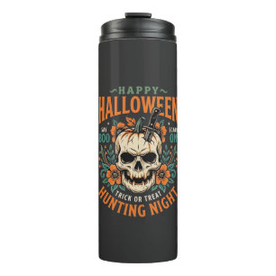 Bouteilles Isothermes Citrouille Crâne Halloween Chasse Nuit Design_1