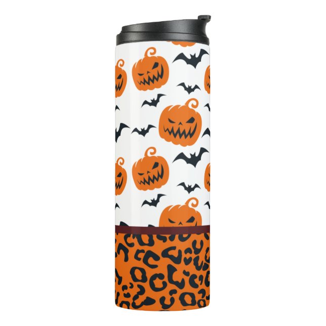 Bouteilles Isothermes Citrouille d'Halloween Leopard Tumbler (Tourné sur la gauche)