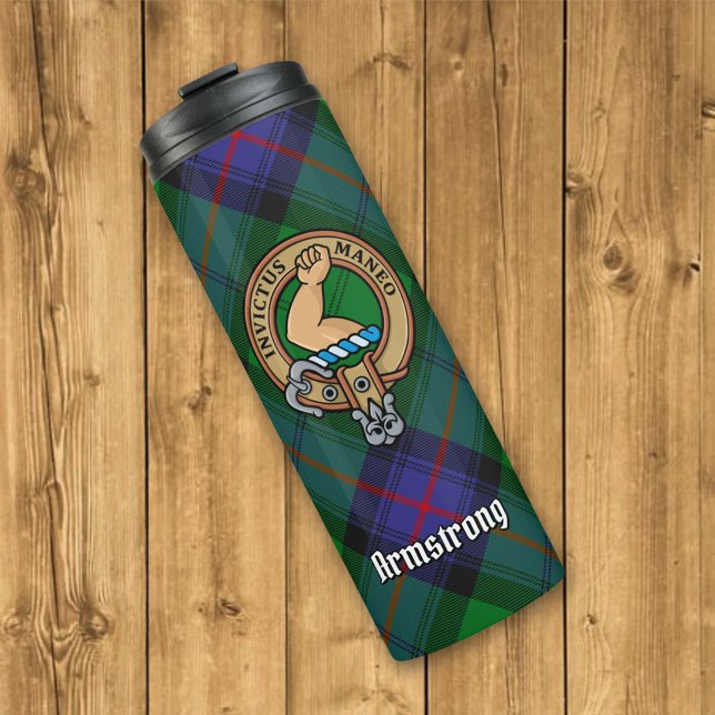 Bouteilles Isothermes Clan Armstrong Crest sur Tartan (Créateur téléchargé)