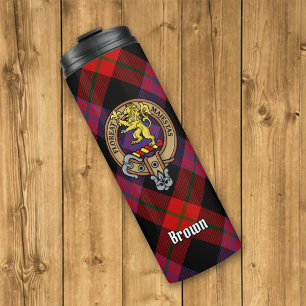 Bouteilles Isothermes Clan Brown Crest sur Tartan