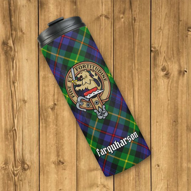 Bouteilles Isothermes Clan Farquharson Crest sur Tartan (Créateur téléchargé)