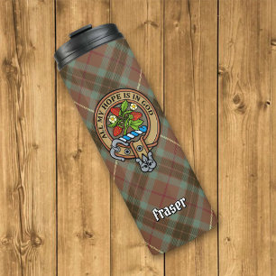 Bouteilles Isothermes Clan Fraser Crest sur le tartare de chasse Patinée