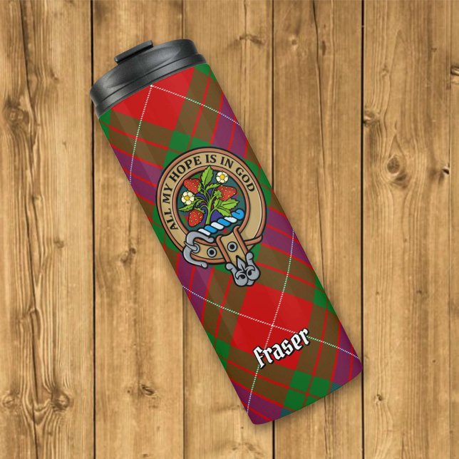 Bouteilles Isothermes Clan Fraser Crest sur Tartan (Créateur téléchargé)