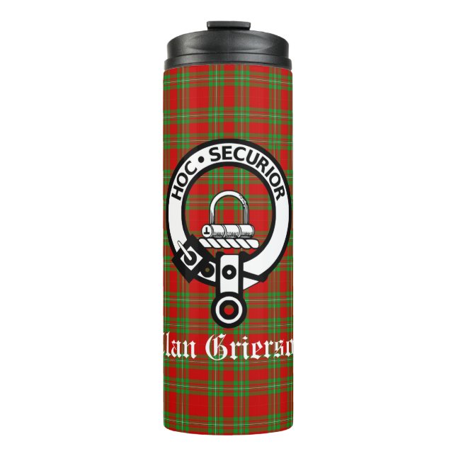 Bouteilles Isothermes Clan Grierson Crest Badge & Tartan (Devant)