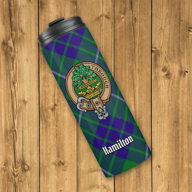 Bouteilles Isothermes Clan Hamilton Crest sur la chasse Tartan (Créateur téléchargé)