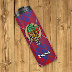 Bouteilles Isothermes Clan Hamilton Crest sur Red Tartan