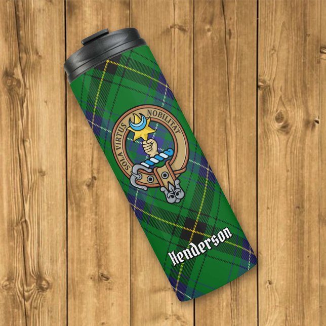 Bouteilles Isothermes Clan Henderson Crest sur Tartan (Créateur téléchargé)