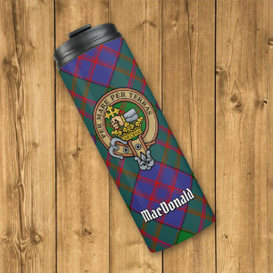 Bouteilles Isothermes Clan MacDonald Crest sur Tartan