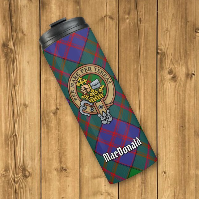Bouteilles Isothermes Clan MacDonald Crest sur Tartan (Créateur téléchargé)