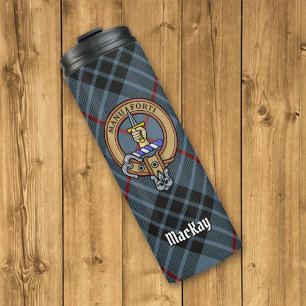 Bouteilles Isothermes Clan MacKay Crest sur Blue Tartan