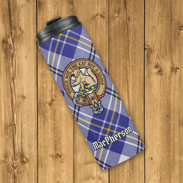 Bouteilles Isothermes Clan MacPherson Crest sur la robe bleue Tartan (Créateur téléchargé)