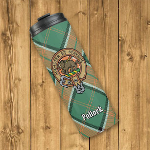 Bouteilles Isothermes Clan Pollock Crest sur Tartan
