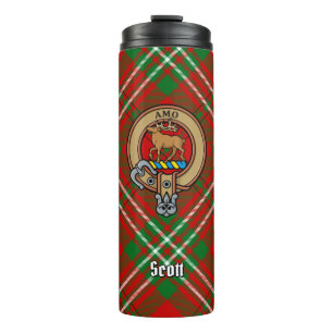 Bouteilles Isothermes Clan Scott Crest sur Red Tartan