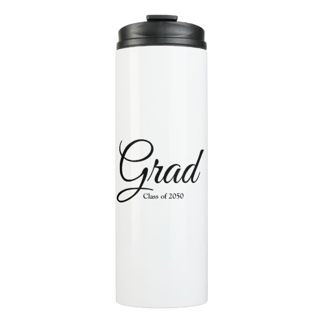 Bouteilles Isothermes Classe Grad de 2024 noir blanc script personnalisé (Devant)
