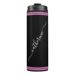 Bouteilles Isothermes Classique écriture cursive blanche Nom Rose Chaud