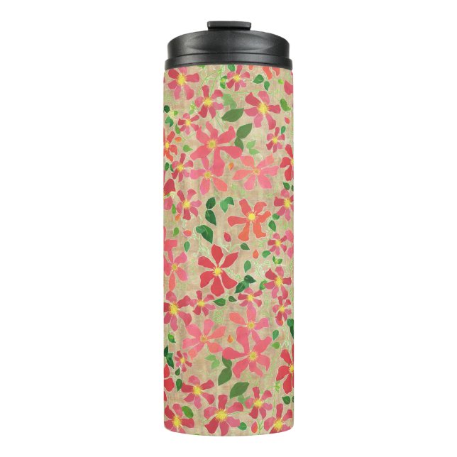 Bouteilles Isothermes Clematis rose, rouge, Orange motif floral sur la f (Devant)