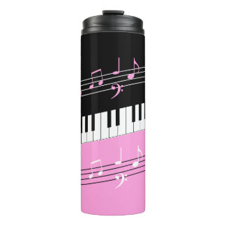 Bouteilles Isothermes Clés et notes pour piano noir rose élégant