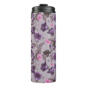 Bouteilles Isothermes cloches de main violettes et motif de papillons