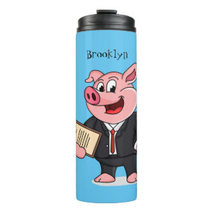 Bouteilles Isothermes Cochon amusant en costume d'affaires dessin animé