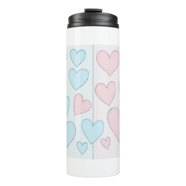 Bouteilles Isothermes Coeur bleu clair et rose (Devant)