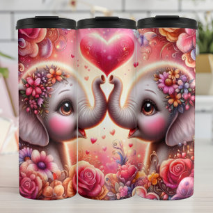 Bouteilles Isothermes Cœur de bébé éléphant floral
