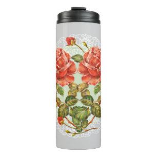 Bouteilles Isothermes Coeur de fleurs sur la serviette blanche sans cout