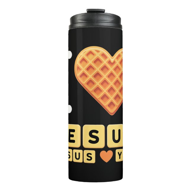 Bouteilles Isothermes Cœur de gaufre J'aime Jésus (Devant)