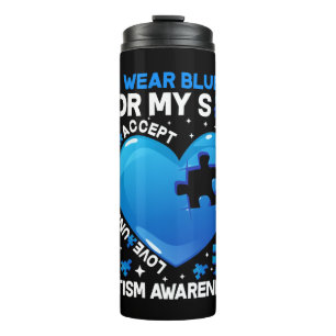 Bouteilles Isothermes Coeur Je Porte Du Bleu Pour Ma Sensibilisation sur