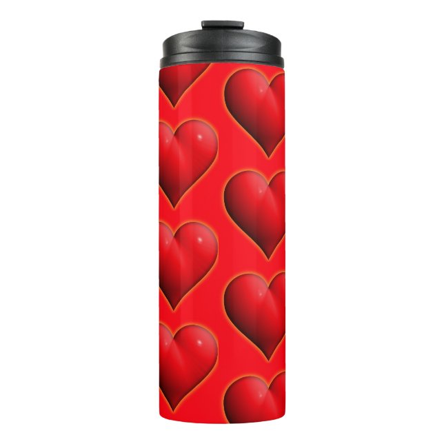 Bouteilles Isothermes Cœur Rouge Brillant 3D (Devant)