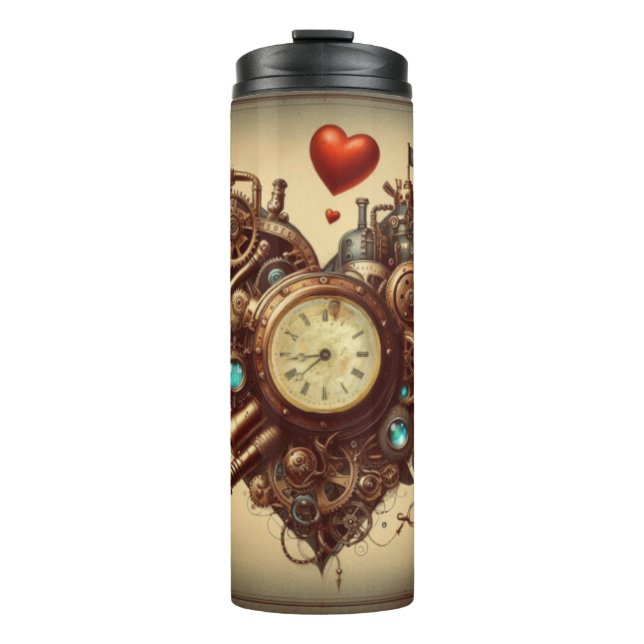 Bouteilles Isothermes Coeur Steampunk/Saint-Valentin (Devant)