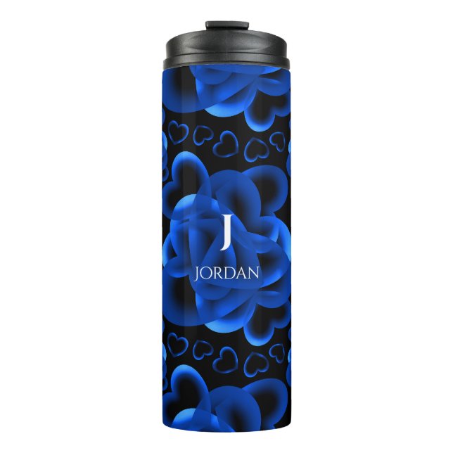 Bouteilles Isothermes Coeurs beaucoup de Motif bleu (Devant)