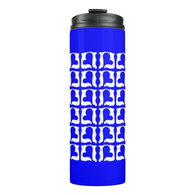 Bouteilles Isothermes Coeurs bleu et blanc électrique (Devant)