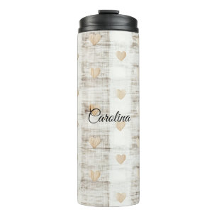 Bouteilles Isothermes Coeurs Boho Beige Blanc Crème