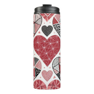 BOUTEILLES ISOTHERMES COEURS DE LA SAINT-VALENTIN PATCHWORK ROUGE GRIS N