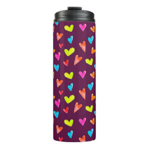 Bouteilles Isothermes Coeurs multicolores : Aquarelle Motif violet.