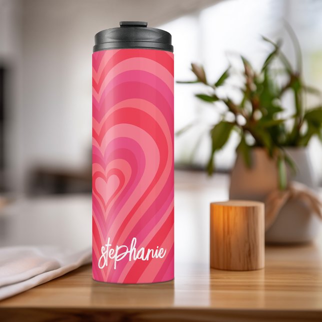 Bouteilles Isothermes Coeurs psychédéliques Calligraphie Nom du script P (Personalized Thermal Tumbler - Add Photos, Text - Customize Completely in the Advanced Design Area)