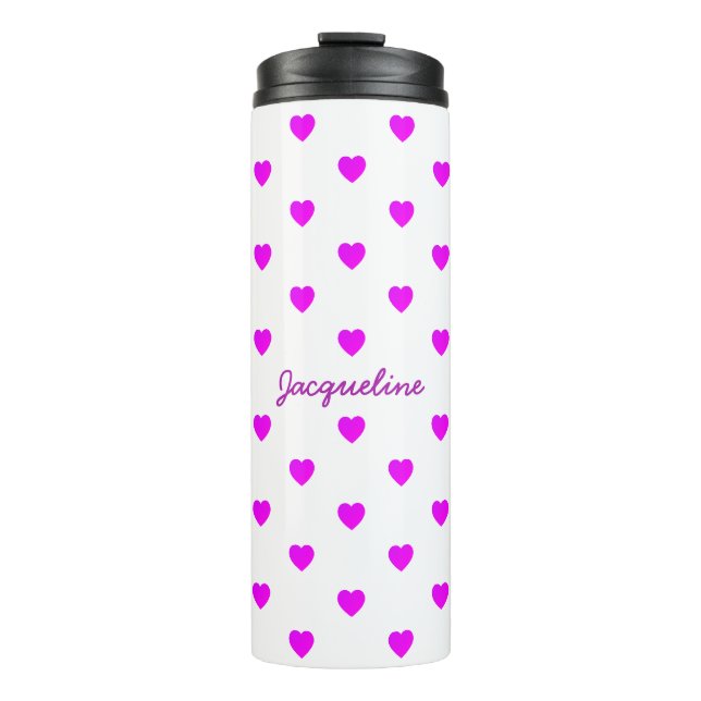Bouteilles Isothermes Coeurs roses sur BLANC minimal (Devant)