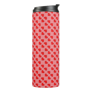 Bouteilles Isothermes Coeurs rouges sur Arrière - plan rose Motif sans c