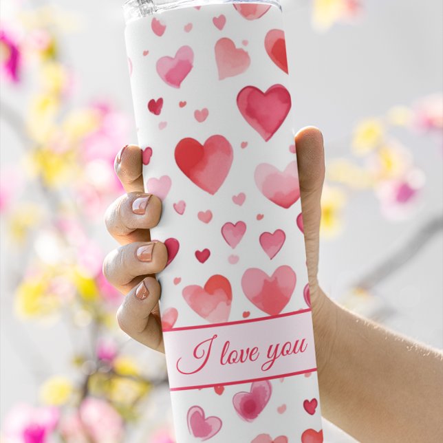 Bouteilles Isothermes Coeurs vibrants | Coloré | Texte personnalisé (Créateur téléchargé)