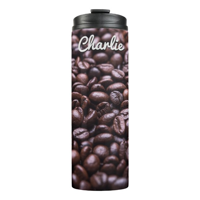 Bouteilles Isothermes Coffee Beans nom personnalisé tumbler (Devant)