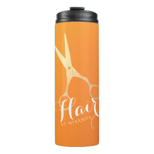 Bouteilles Isothermes Coiffeur Salon de maquillage Chic Orange Ciseaux o