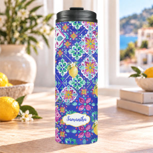 Bouteilles Isothermes Collage de Citrus Sicilien Rose Bleu Élégant