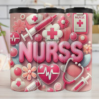 Collage médical d'infirmière 3D rose