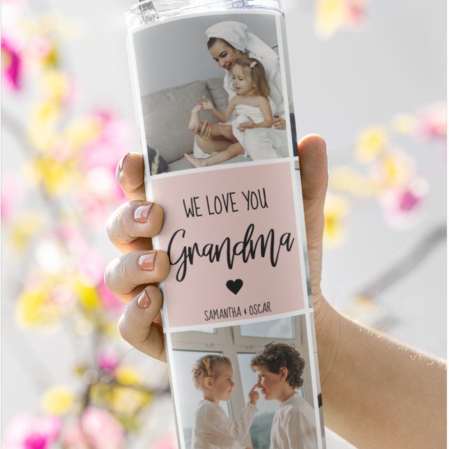 Bouteilles Isothermes Collage Photo Rose We Love You Grand-mère Meilleur (Créateur téléchargé)