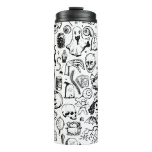 Bouteilles Isothermes Collection Doodles Halloween, Style Vintage.