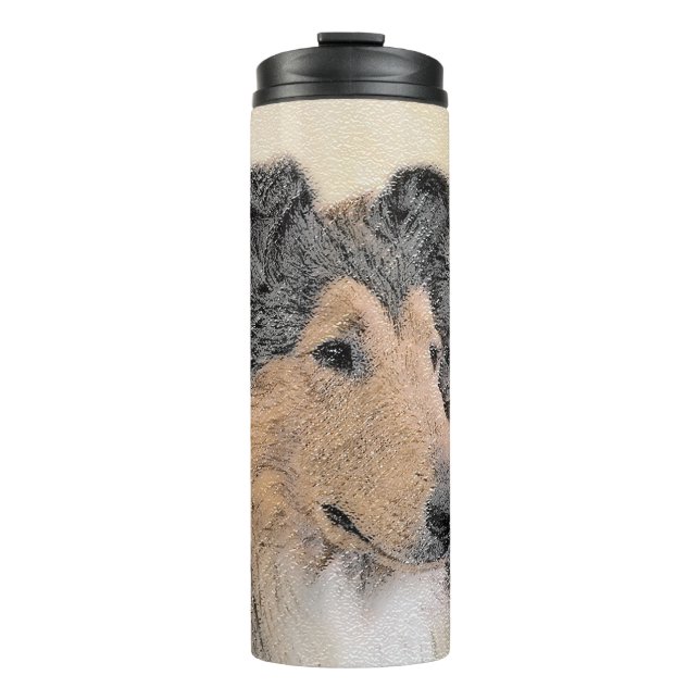 Bouteilles Isothermes Collie (Rough) Peinture - Cute Original Chien Art (Devant)