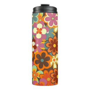 Bouteilles Isothermes Coloré Floral vintage Motif sans couture. Rétro 70