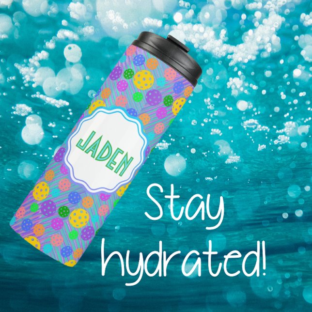 Bouteilles Isothermes Coloré Personnalisé Pickleball Pop Art (Créateur téléchargé)