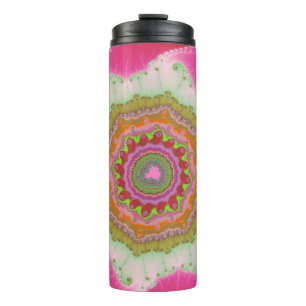 Bouteilles Isothermes Coloré rose, blanc et vert fractal
